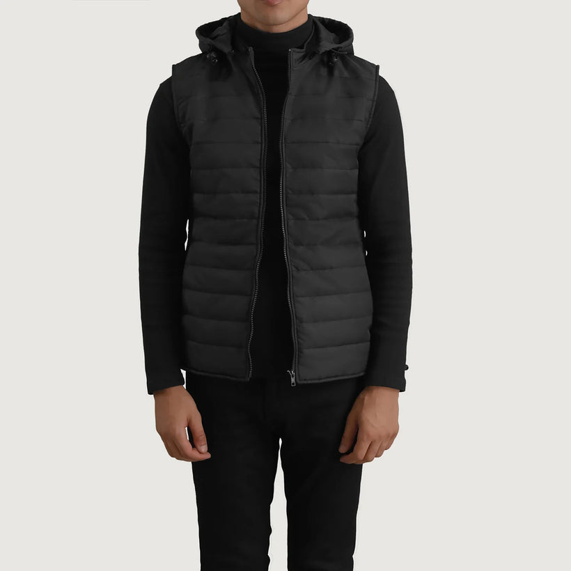 Carlo Musta Hooded Puffer Vest Miehille