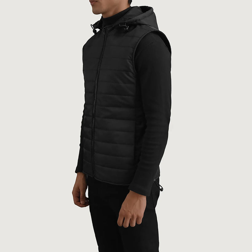 Carlo Musta Hooded Puffer Vest Miehille