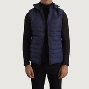 
Carlo Sininen Hupullinen toppaliivi Miehille in Blue Full-Grain Leather - Edestä ja räätälöity siluetti | Osta verkosta