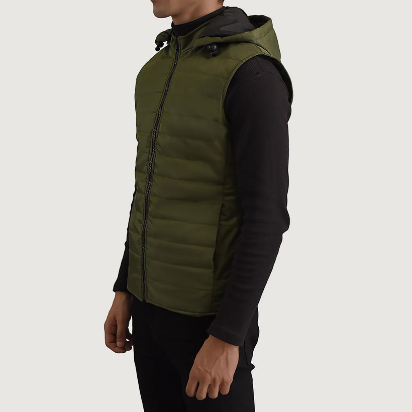 Carlo Green Hooded Puffer Vest Miehille