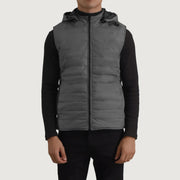 
Yksityiskohtainen lähikuva of Classic Collar & Zipper Hardware on Carlo Grey Hupullinen toppaliivi Miehille