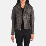 
Carolyn Quilted Distressed Brown Biker Jacket in Distressed Brown Goatskin Leather - Edestä ja räätälöity siluetti | Osta verkosta