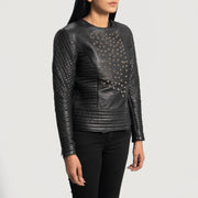 
Black Sheepskin Leather Biker Jacket - Takaa istuvilla olkapäillä ja siistillä helmalla