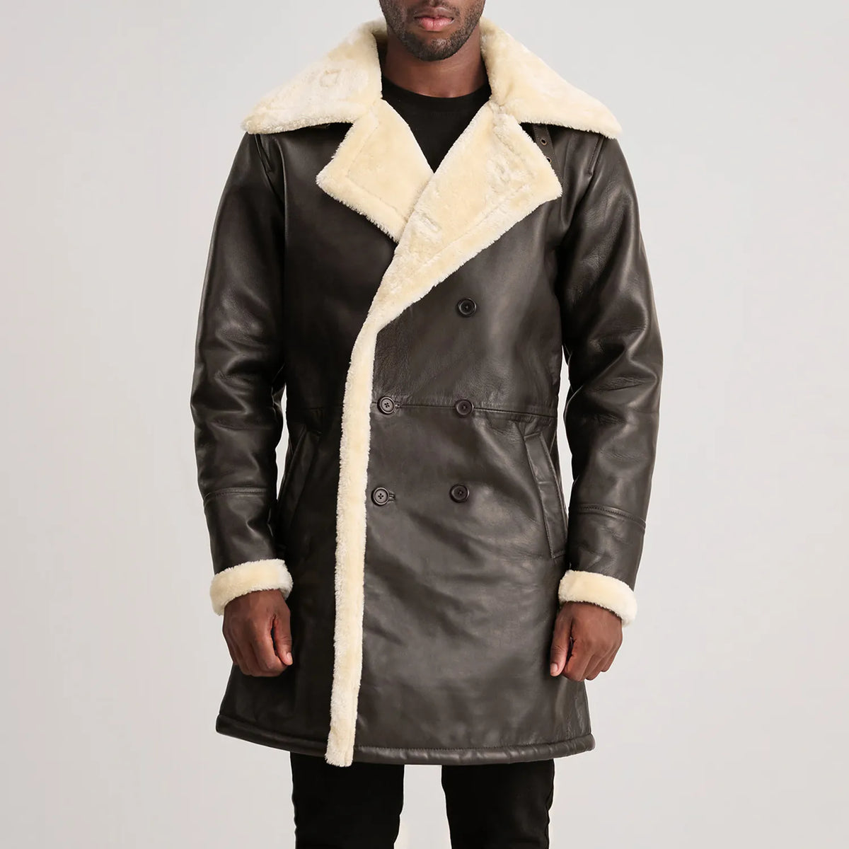 Charles Nahkatakki Pitkä Ruskea Shearling Nahkatakki Pitkä Miehille – alternate product view 4