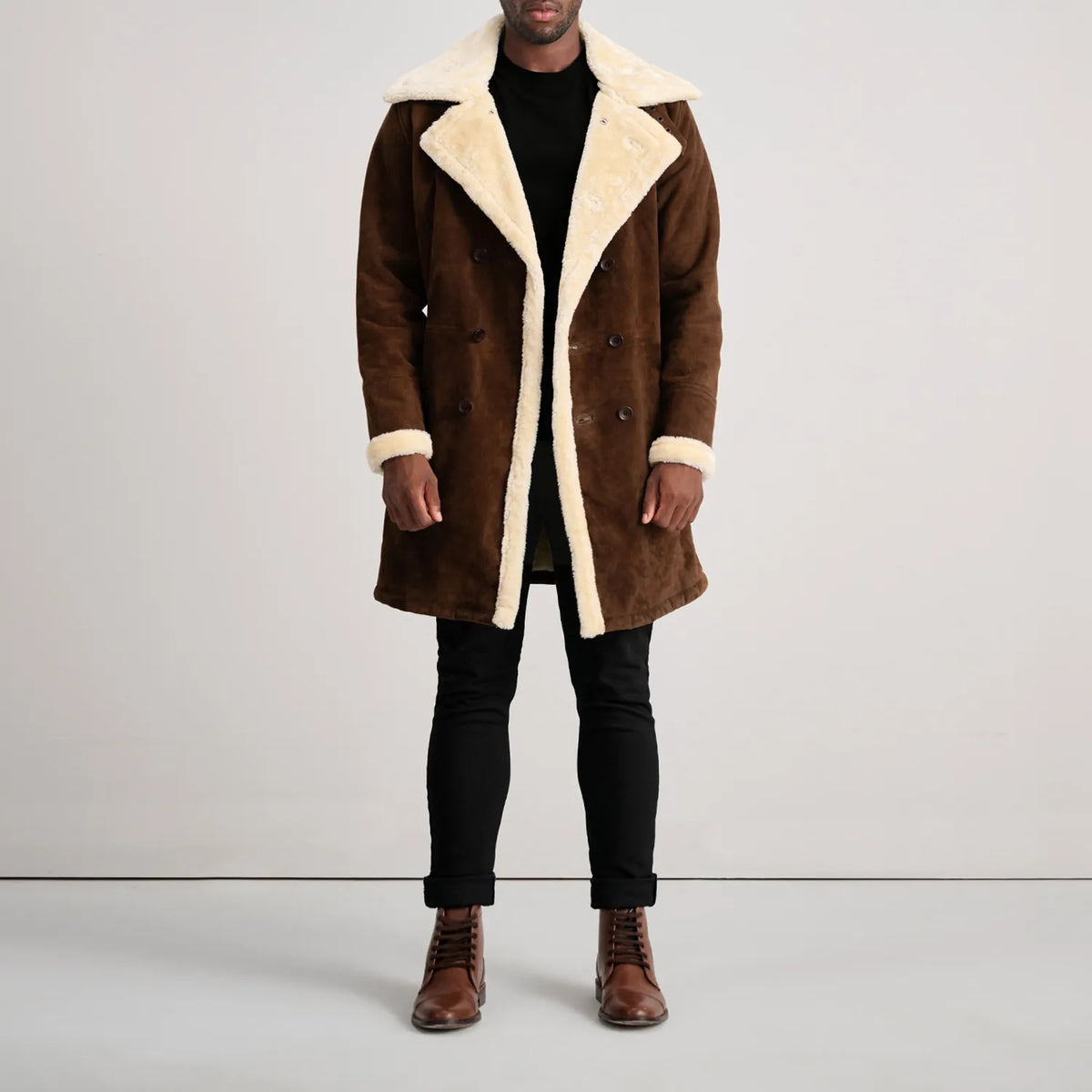 Charles Nahkatakki Pitkä Ruskea Shearling Nahkatakki Pitkä Miehille – alternate product view 3
