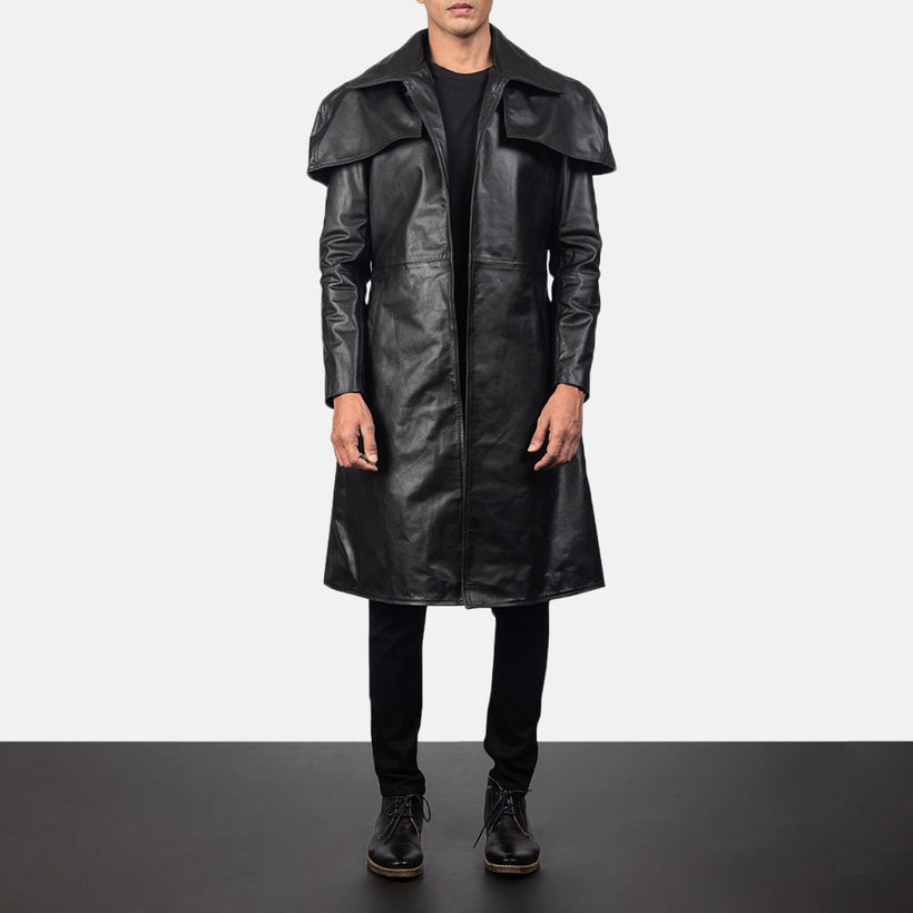 Classic Musta Leather Duster Miehille