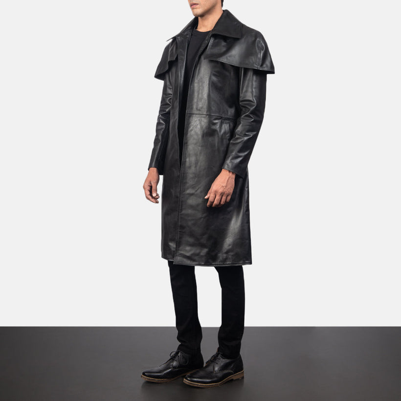 Classic Musta Leather Duster Miehille