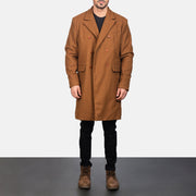 
Claud Khaki Wool Double Breasted Coat - Sivuprofiili ergonomisella hihanleikkauksella