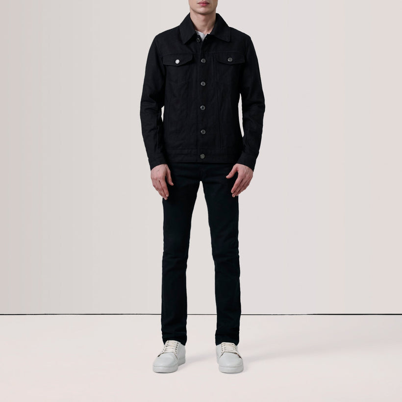 Conard Musta Denim Trucker Nahkatakki Miehille