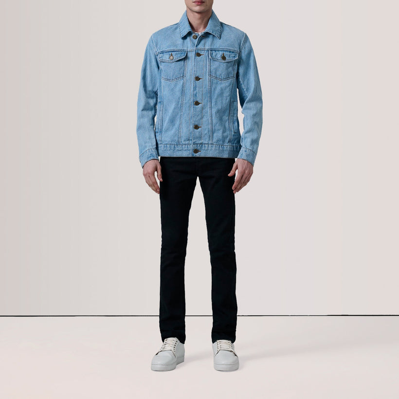 Conard Light Blue Denim Trucker Nahkatakki Miehille
