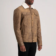 
Distressed Brown Sheepskin Snuffed Aviator Jacket - Takaa istuvilla olkapäillä ja siistillä helmalla