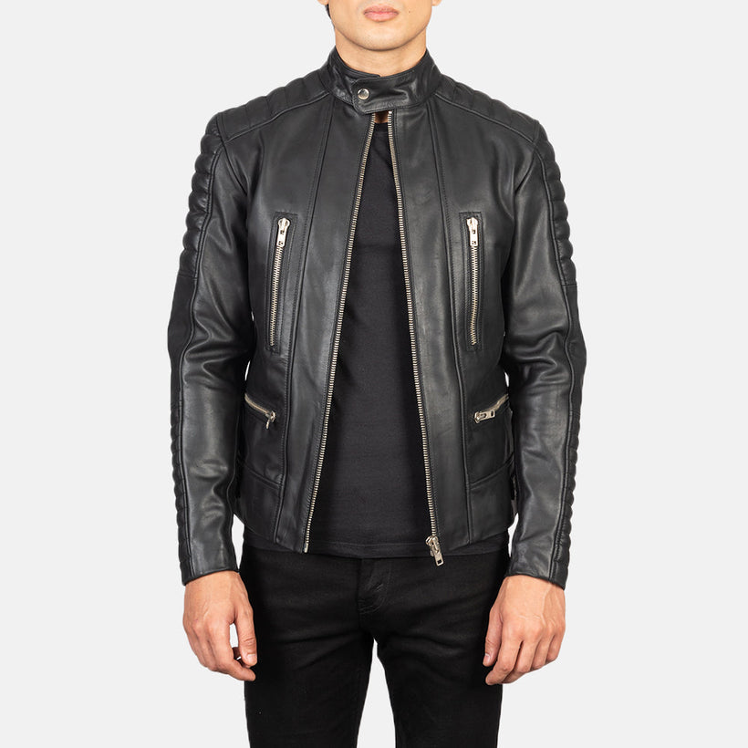 Damian Nahkainen Biker-takki Miehille
