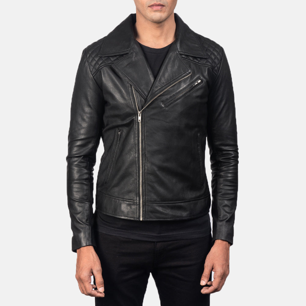Danny Quilted Brown Leather Biker Jacket - Sivuprofiili ergonomisella hihanleikkauksella