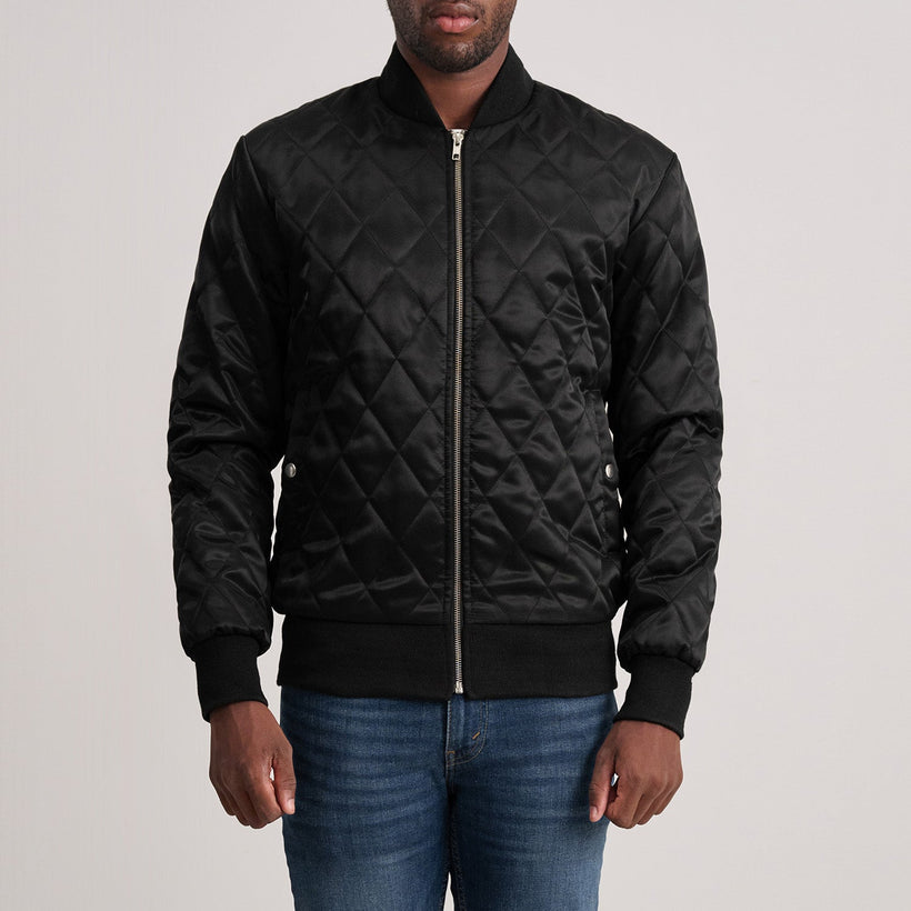 Danson Quilted Musta Varsity Nahkatakki Miehille