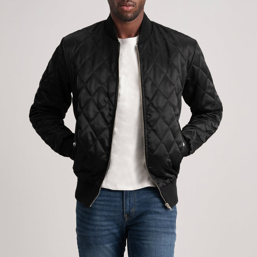 Danson Quilted Musta Varsity Nahkatakki Miehille