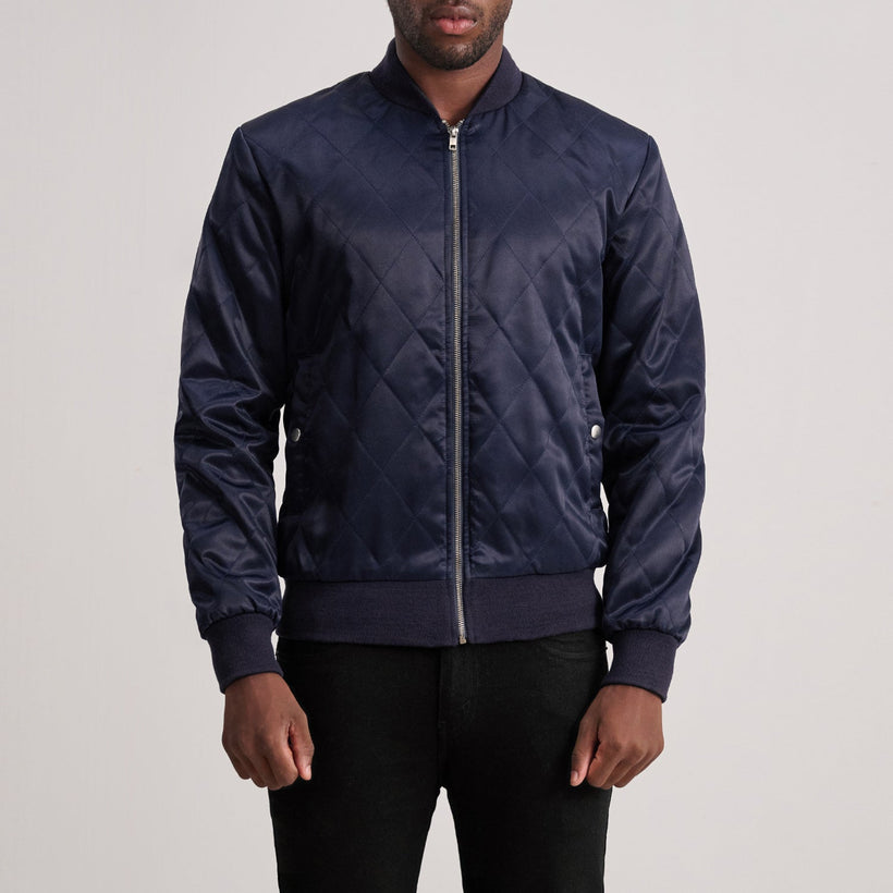 Danson Quilted Blue Varsity Nahkatakki Miehille