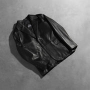 Open Hem &amp; Hem Craftsmanship Construction Detail on Men's Daron Musta Nahkainen Bleiseri Miehille