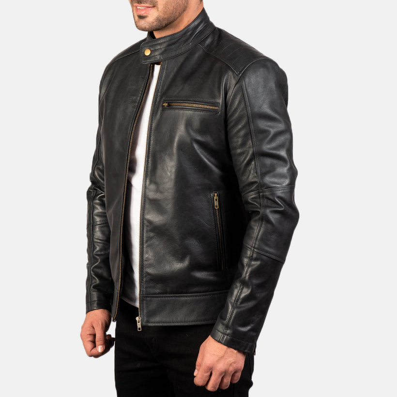 Dean Musta Nahkainen Biker-takki Miehille