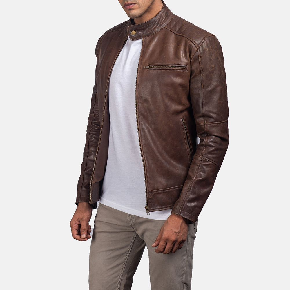 Dean Musta Nahkainen Biker-takki Miehille – alternate product view 2