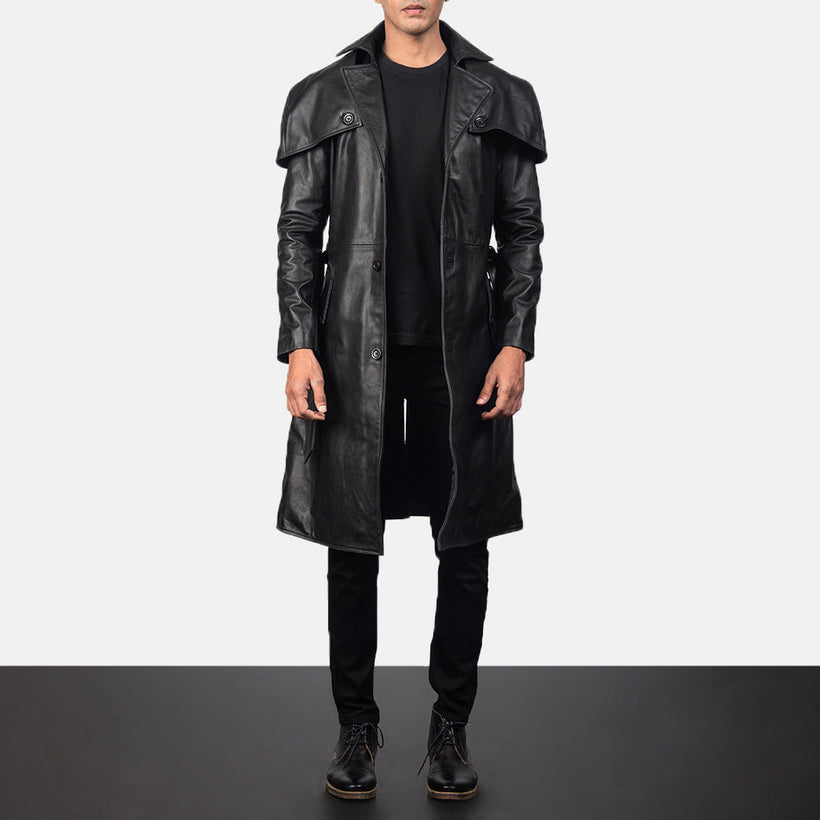 Deux Musta Leather Duster Miehille