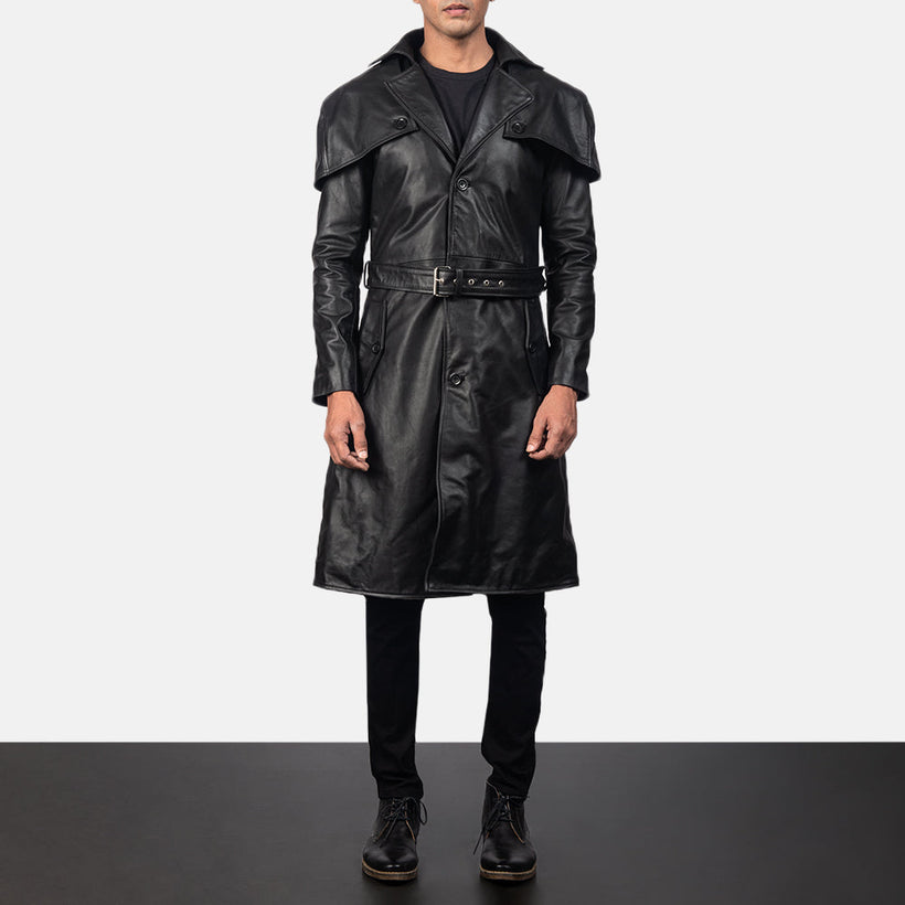 Deux Musta Leather Duster Miehille