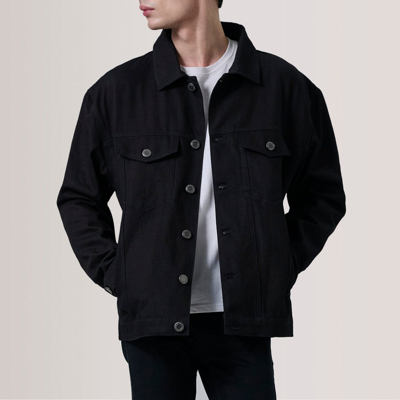 Eddie Musta Oversized Denim Trucker Nahkatakki Miehille
