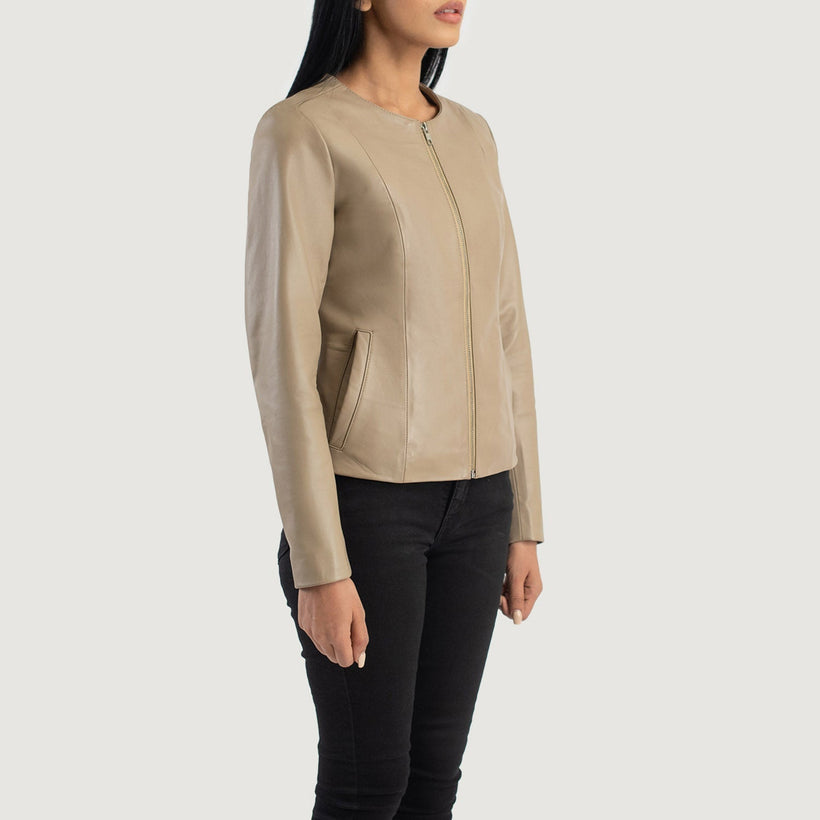 Elixir Collarless Nahkatakki Naisille