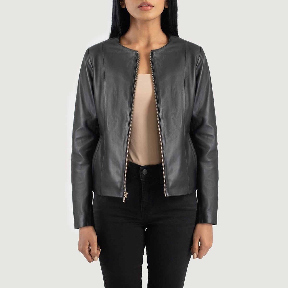 Elixir Collarless Nahkatakki Naisille – alternate product view 1