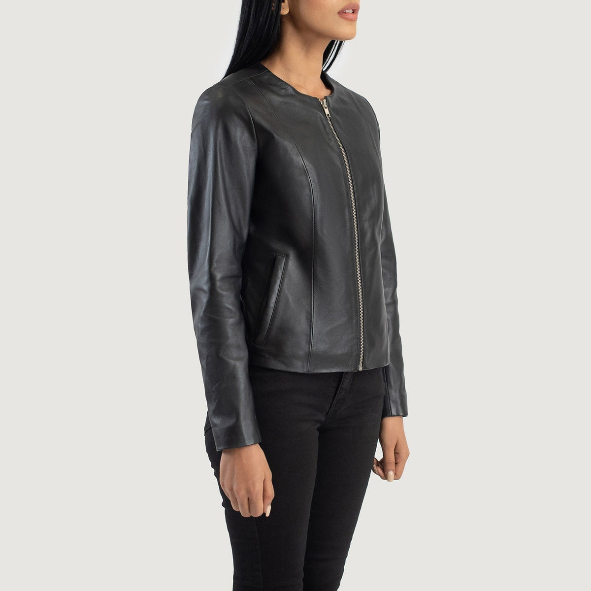 Elixir Collarless Nahkatakki Naisille – alternate product view 2
