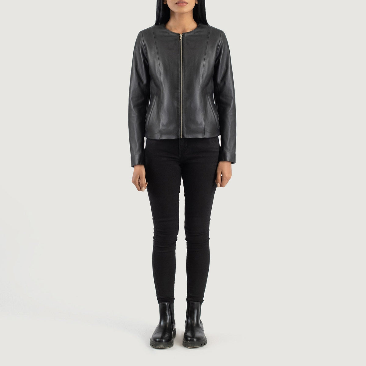 Elixir Collarless Nahkatakki Naisille – alternate product view 3