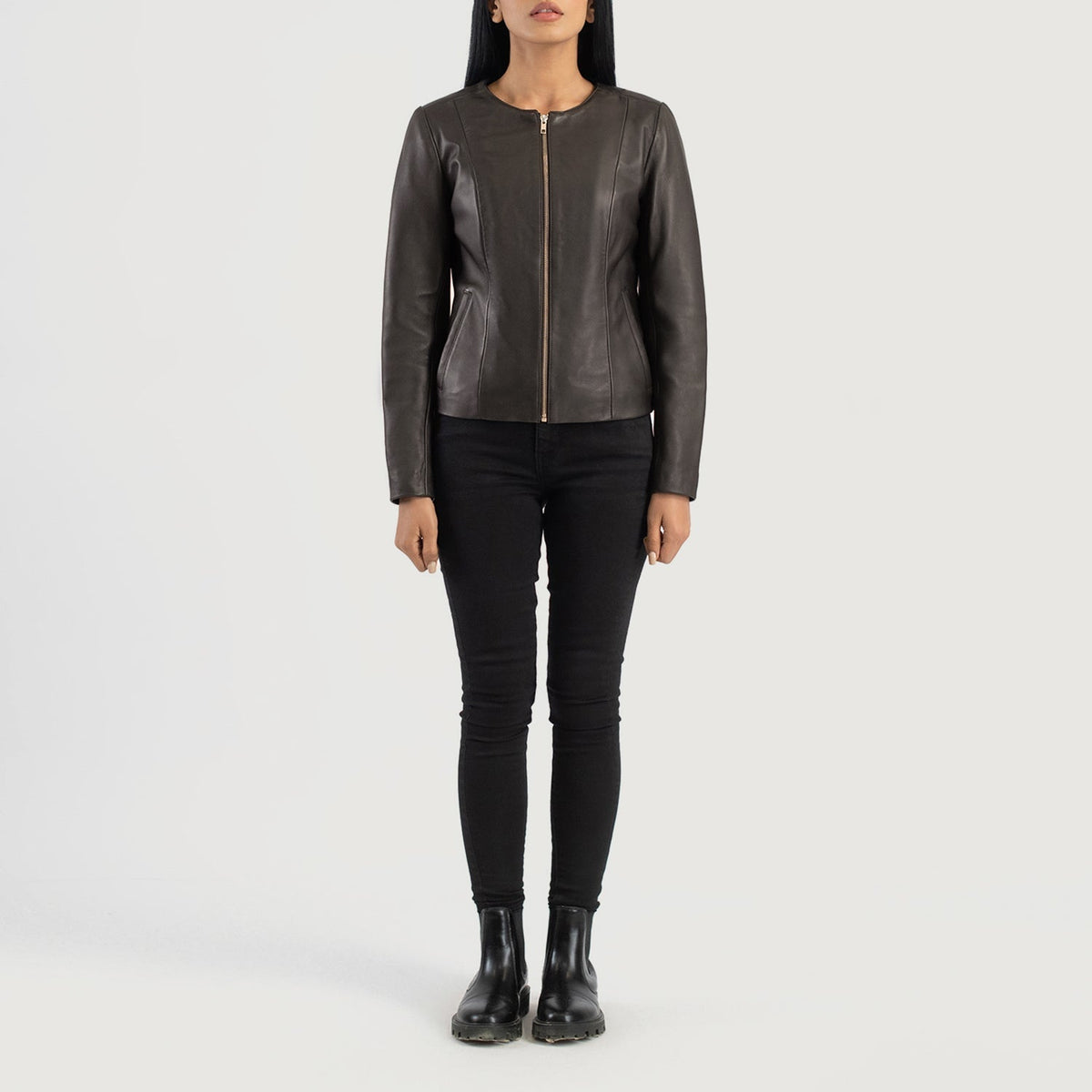 Elixir Collarless Nahkatakki Naisille – alternate product view 3