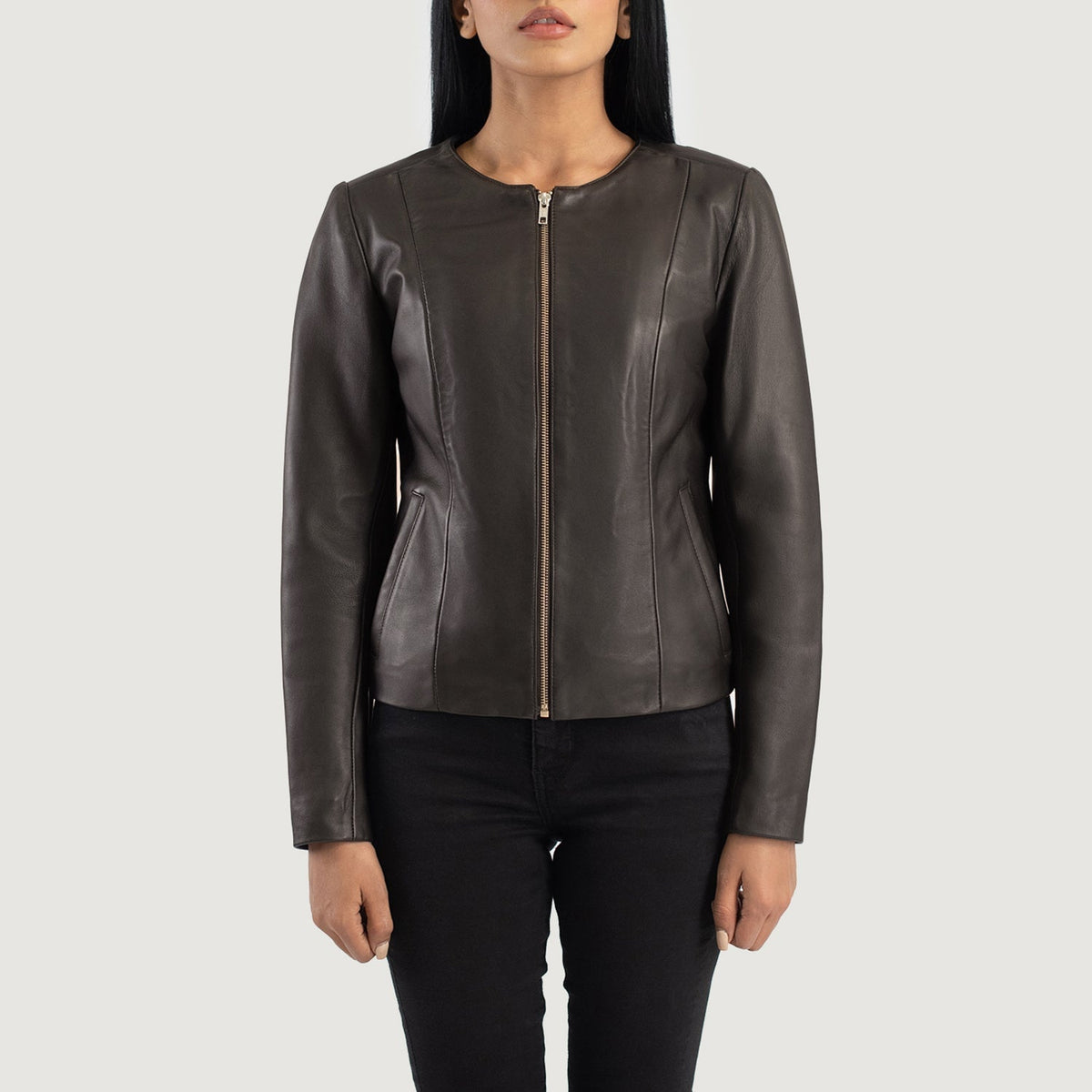 Elixir Collarless Nahkatakki Naisille – alternate product view 4