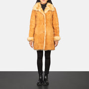 
Erica Shearling Nahkatakki pitkä Naisille - Sivuprofiili ergonomisella hihanleikkauksella