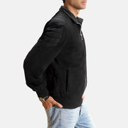 
Black Goatskin Suede Bomber Jacket - Takaa istuvilla olkapäillä ja siistillä helmalla