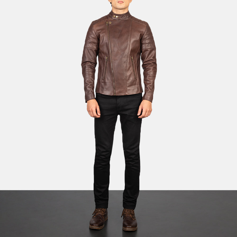 
Faisor Mocha Nahkainen Biker-takki Miehille – alternate product view 3