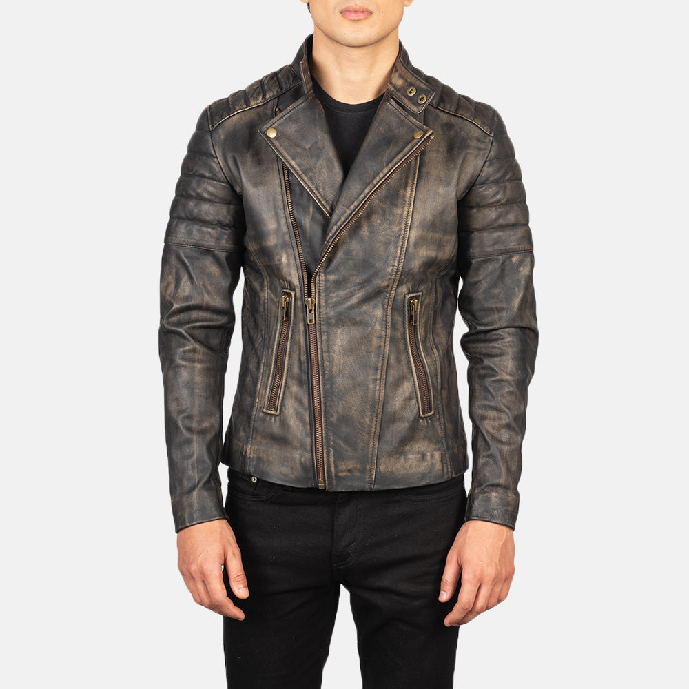 
Faisor Mocha Nahkainen Biker-takki Miehille – alternate product view 1