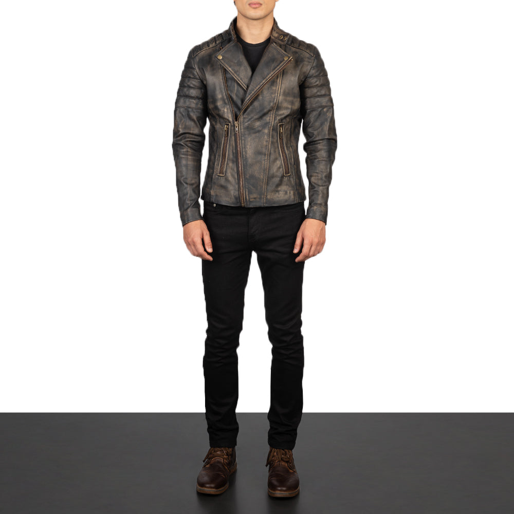 
Faisor Mocha Nahkainen Biker-takki Miehille – alternate product view 3
