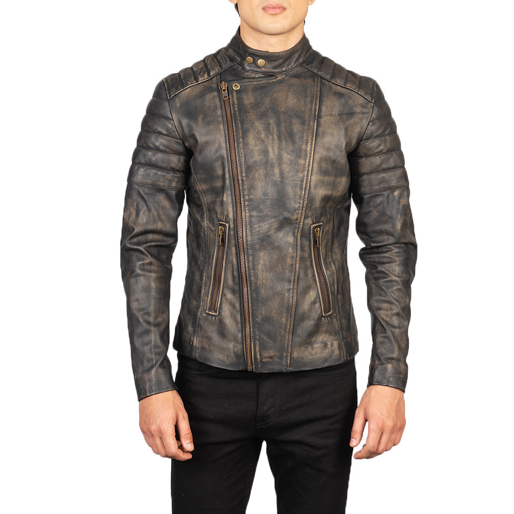 
Faisor Mocha Nahkainen Biker-takki Miehille – alternate product view 4