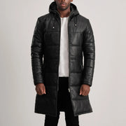 
Floyd Tan Hooded Leather Puffer Coat in Tan Brown Sheepskin Leather - Edestä ja räätälöity siluetti | Osta verkosta