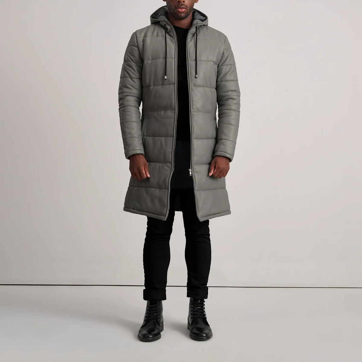 
Floyd Nahkatakki pitkä Vaaleanruskea Puffer Nahkatakki Miehille – alternate product view 3