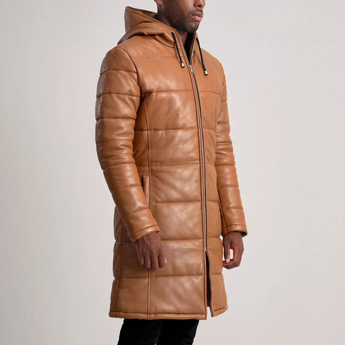 
Floyd Nahkatakki pitkä Vaaleanruskea Puffer Nahkatakki Miehille – alternate product view 2