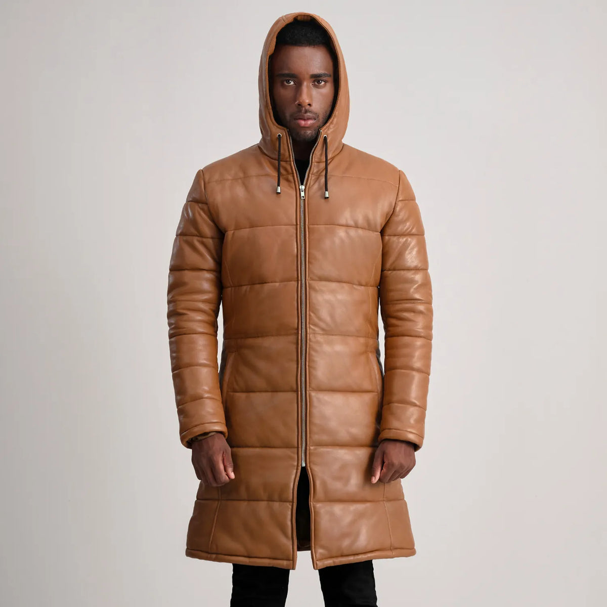 
Floyd Nahkatakki pitkä Vaaleanruskea Puffer Nahkatakki Miehille – alternate product view 4