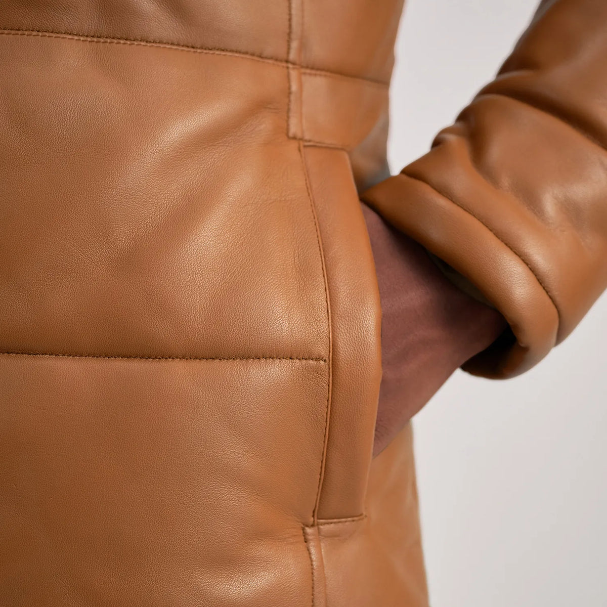 
Floyd Nahkatakki pitkä Vaaleanruskea Puffer Nahkatakki Miehille – alternate product view 6