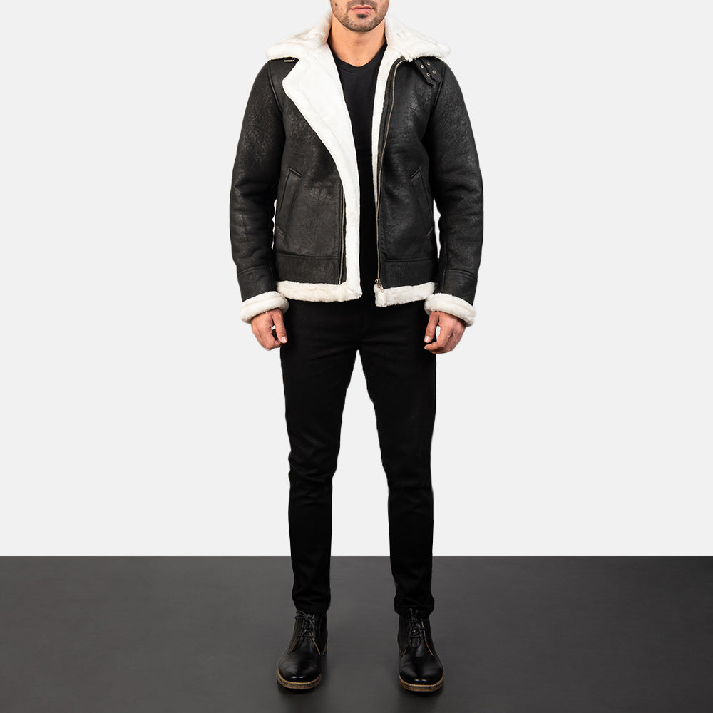 
Francis B-3 Musta Nahkainen Pommitakki Miehille – alternate product view 3