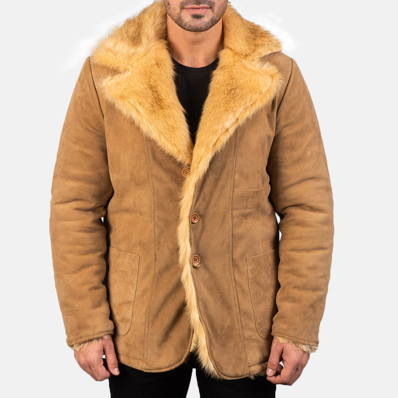 Furlong Nahkatakki Pitkä Beige Nahkatakki Pitkä Miehille