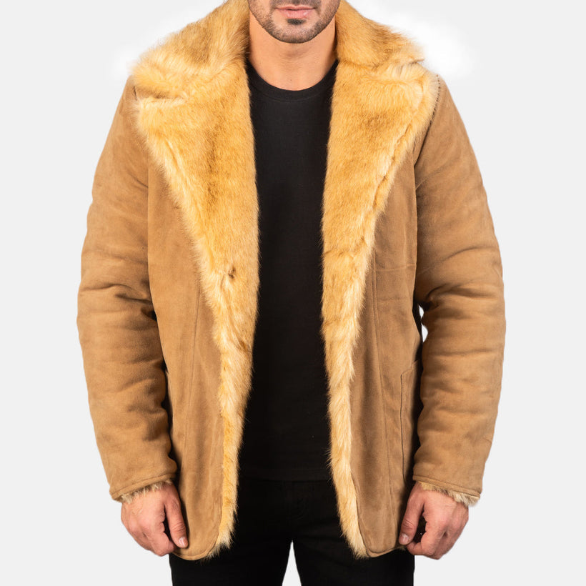 Furlong Nahkatakki Pitkä Beige Nahkatakki Pitkä Miehille