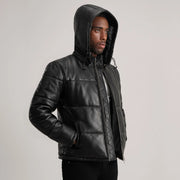 
Tan Brown Sheepskin Leather Hooded Jacket - Takaa istuvilla olkapäillä ja siistillä helmalla