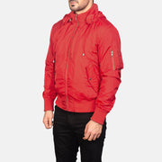 
Red Nylon Bomber Jacket - Takaa istuvilla olkapäillä ja siistillä helmalla