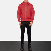 
Hanklin Ma-1 Red Hooded Bomber Jacket - Sivuprofiili ergonomisella hihanleikkauksella