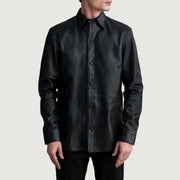 
Haven Black Leather Shirt - Sivuprofiili ergonomisella hihanleikkauksella